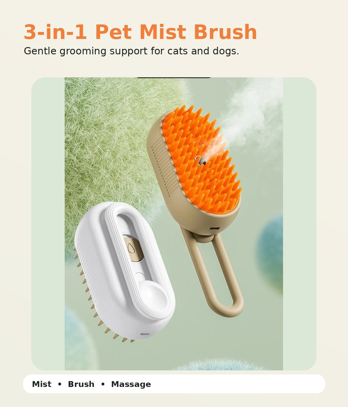 3-in-1 Pet Mist Brush for cats and dogs